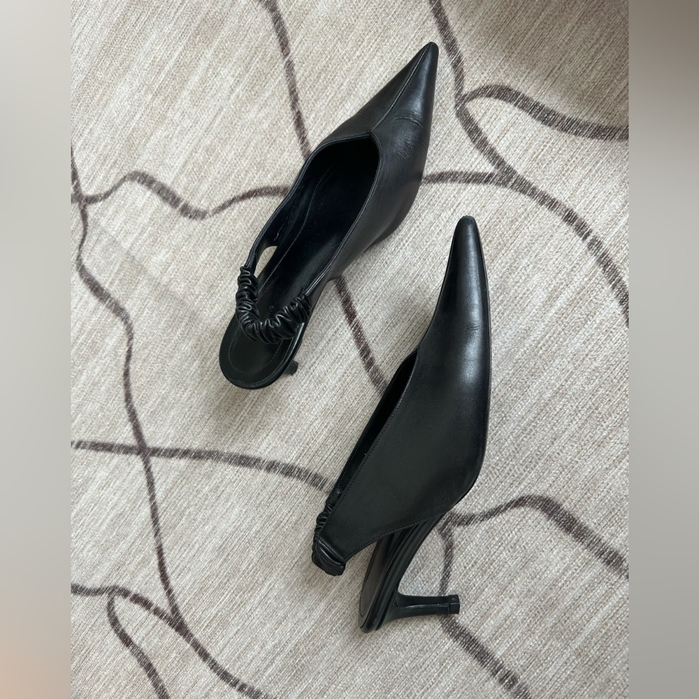 ANINE BING BLACK SLINGBACK LEATHER PUMP HEELS 37